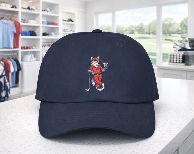 Martini Wolf Golfer Embroidered Classic Dad Cap | Wolf of Fairway Street