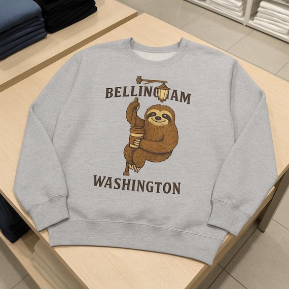 Bellingham Roadside Sloth Illustration Sweatshirt | Northwest Humor, Slothy Crew