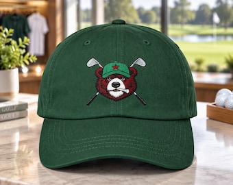 California Flag Bear Golf Hat, Embroidered Golf Cap, California Bear Logo, Golfer Gift, Dad Hat