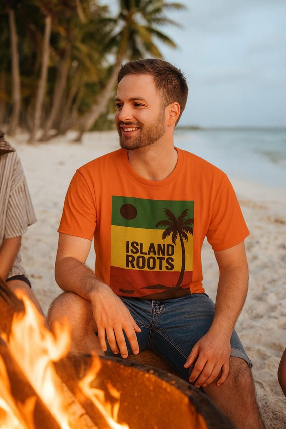 Island Roots Graphic Tee - Relaxed Crew Neck for Laid-Back Island Vibes
