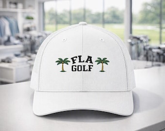 FLA Golf Palm Trees Snapback Cap | Florida Golf Trucker Hat