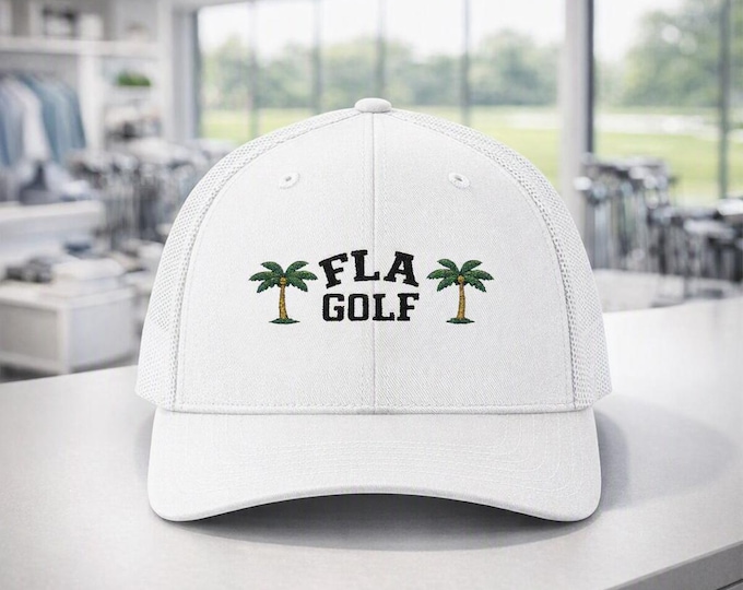 FLA Golf Palm Trees Snapback Cap | Florida Golf Trucker Hat