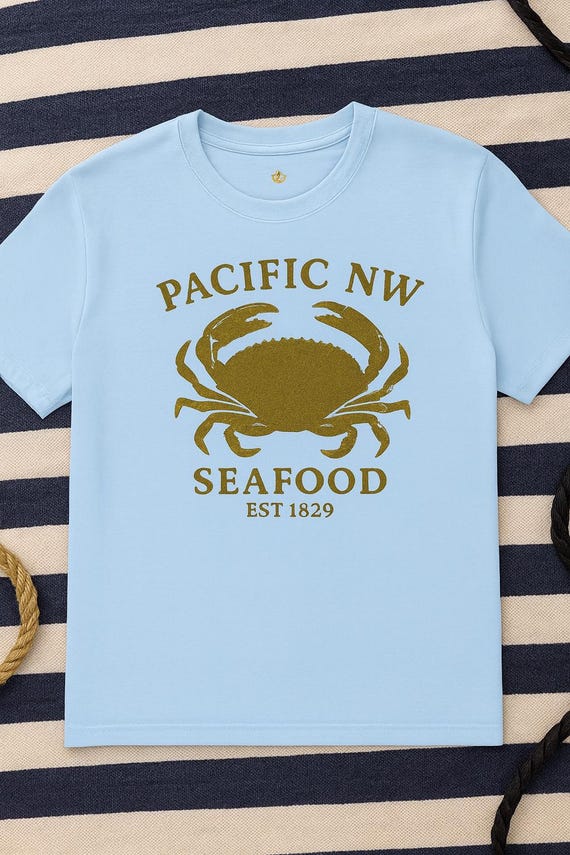 Dungeness Crab T-Shirt, Pacific Northwest Seafood Tee