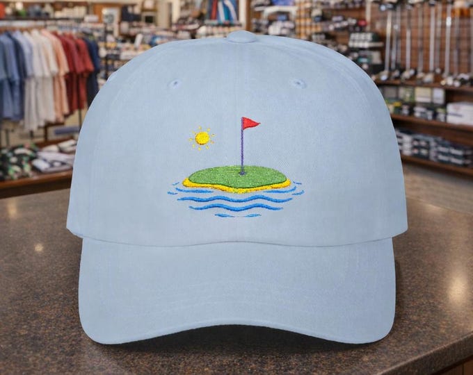Island Golf Green Dad Cap | Sunset Waves Golf Trip Hat