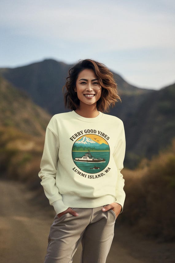 Ferry Good Vibes Crewneck Sweatshirt: Cozy Unisex Travel Apparel