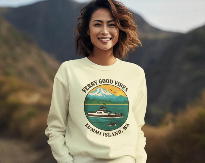 Ferry Good Vibes Crewneck Sweatshirt: Cozy Unisex Travel Apparel
