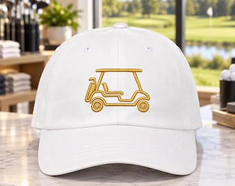 Premium Golf Cart Embroidered Dad Hat, Classic Minimalist Golf Cap for Players & Gifts