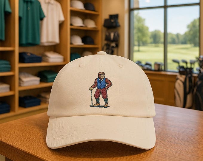 Vintage Bigfoot Golfer logo Classic Dad Cap | Golf Hat