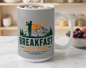 Breakfast Ball Fuel Golfer Mug | 15oz Golf Coffee Cup, PNW Second Chance Swing