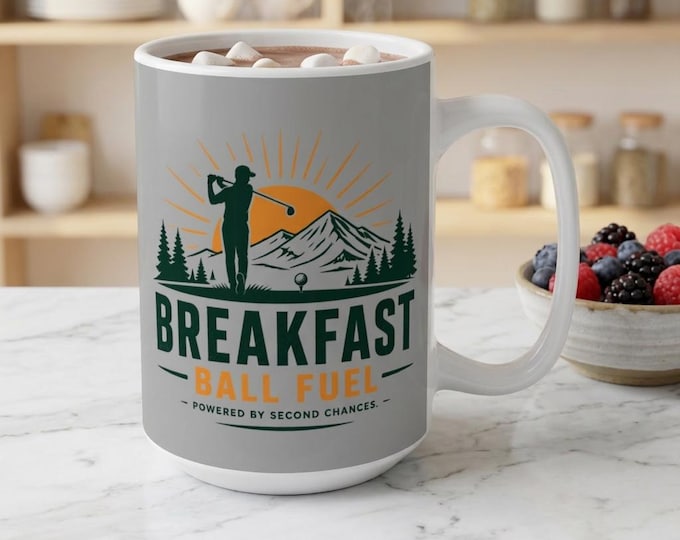 Breakfast Ball Fuel Golfer Mug | 15oz Golf Coffee Cup, PNW Second Chance Swing