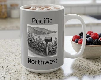 Pacific Northwest Puget Sound Boats Mug 15oz | Sailing Scene Coffee Cup