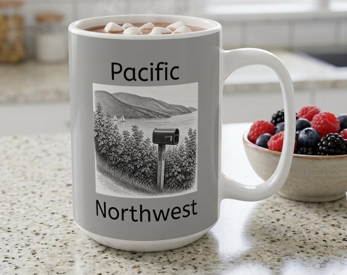 Pacific Northwest Puget Sound Boats Mug 15oz | Sailing Scene Coffee Cup