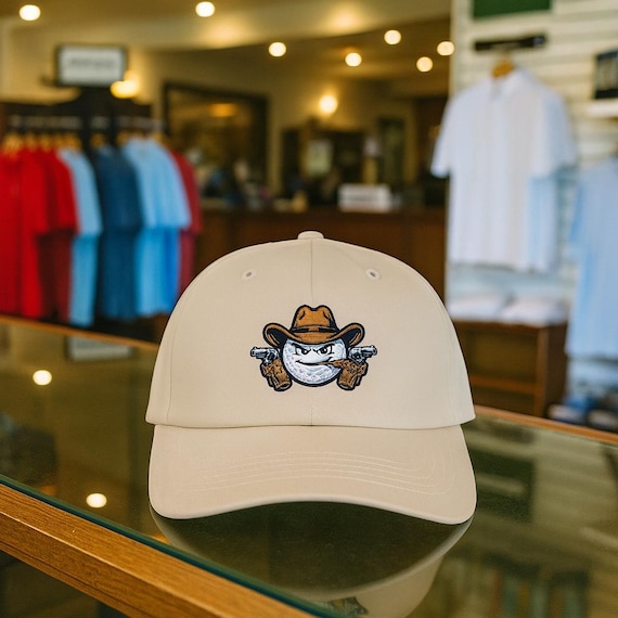 Cowboy Golf Ball Mascot Classic Dad Cap | Funny Golf Hat, Low Score Theme