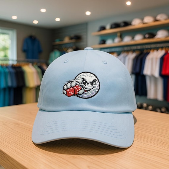 Golf Ball Rolling Dice Craps Design Dad Cap | Funny Golf Hat