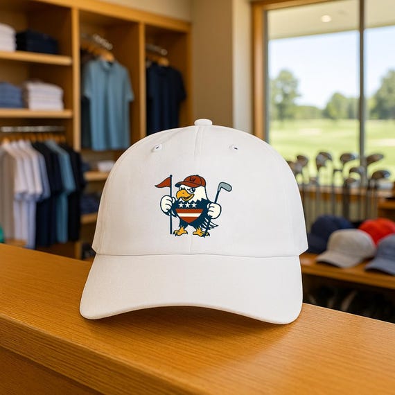 Patriotic Bald Eagle Golfer Classic Dad Cap | USA 250 Embroidered