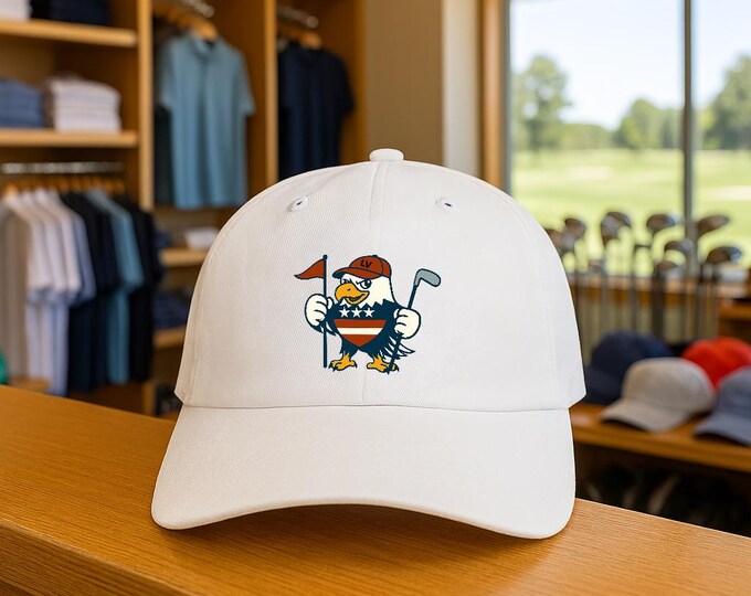 Patriotic Bald Eagle Golfer Classic Dad Cap | USA 250 Embroidered