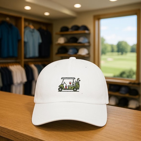 Wine on the Golf Cart Dad Cap | Golfing Baseball Hat, Wine Lover Golfer