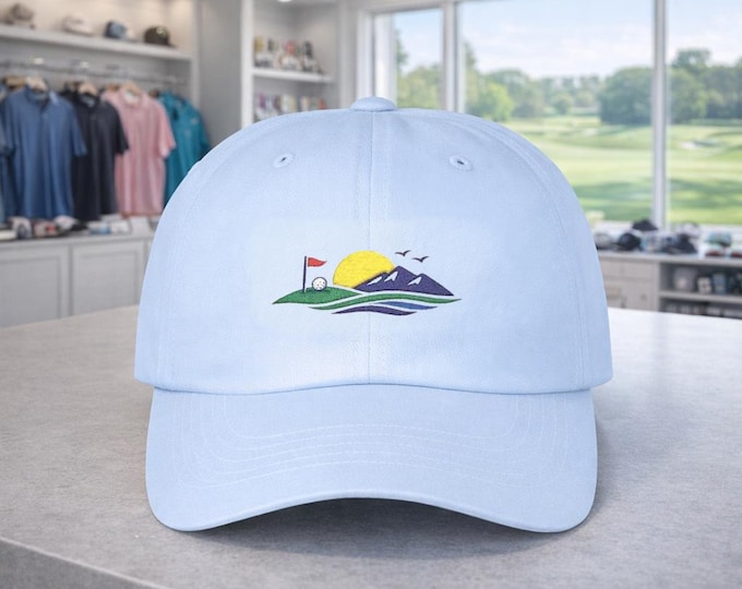 PNW Mountain Island Golf Classic Dad Cap | Snow Capped Peaks & Sound Green