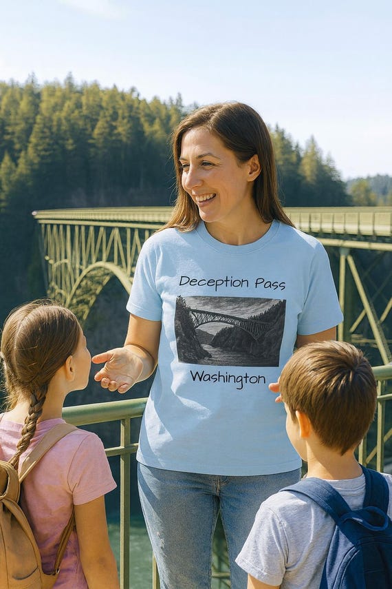Deception Pass Bridge sketch T-Shirt | Washington State landmarks tee