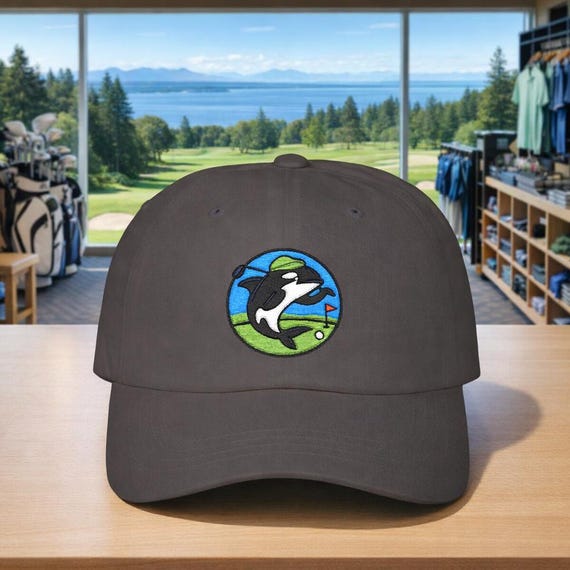Orca Golfer Pacific Northwest Cap | Golf Whale Mascot Hat