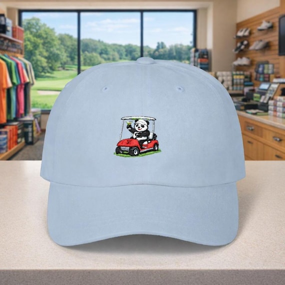 Panda Golfer Martini Golf Cap | Dad Hat with Golf Cart Logo