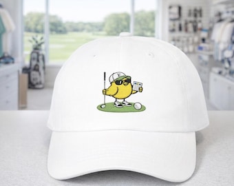 Birdie Golfer holding a club checking his score Cap | Funny Golf Hat for Course