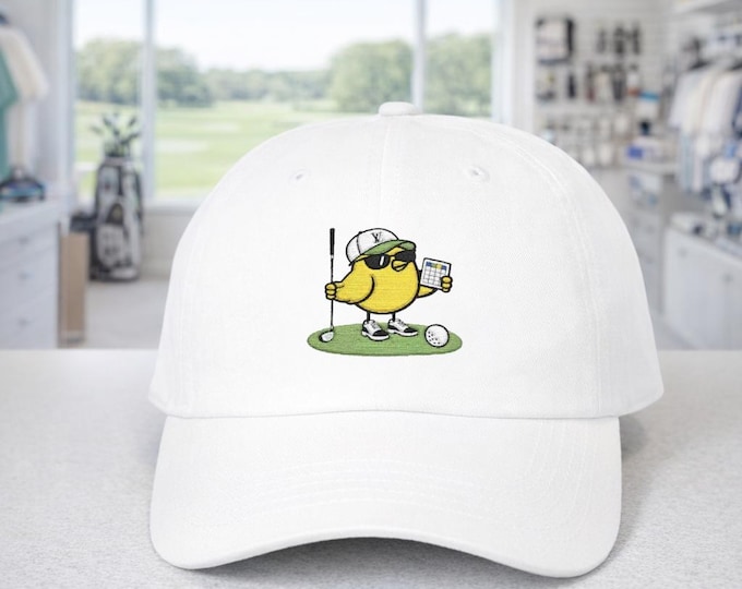 Birdie Golfer holding a club checking his score Cap | Funny Golf Hat for Course