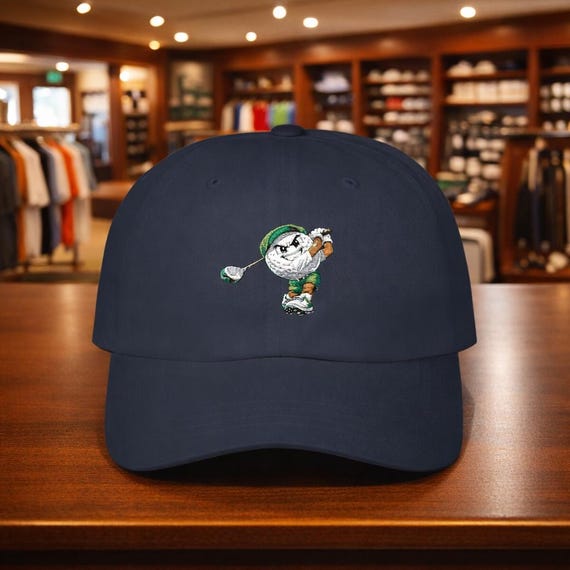 Golf Ball Golfer bombing a drive Classic Dad Cap | Funny Golfer Hat