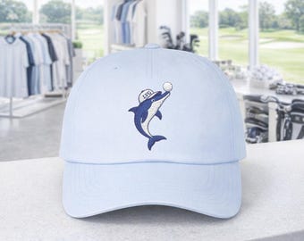 Dolphin Balancing Golf Ball Embroidered Classic Dad Cap | Coastal Golf LVG Logo
