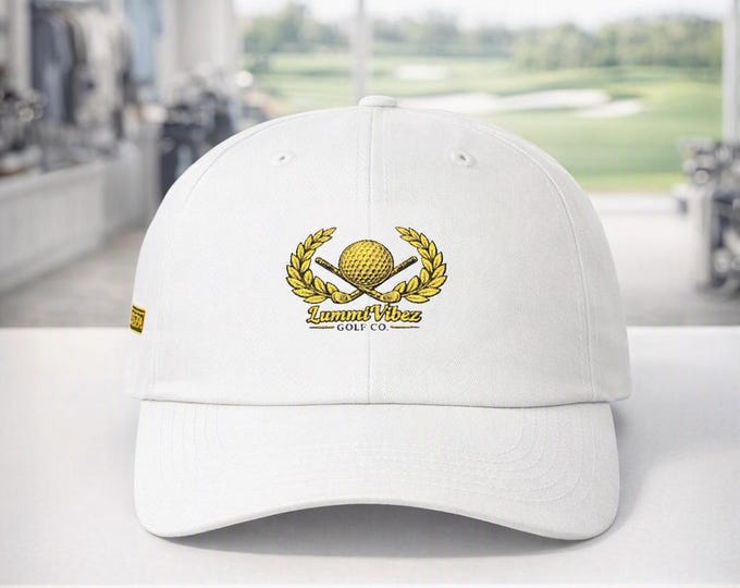 Embroidered Dad Hat, Laurel Wreath Golf Ball Cap, Gold Thread