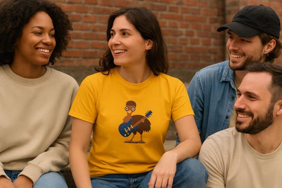 Emo Emu Guitar T-Shirt | Rock Music Graphic Tee