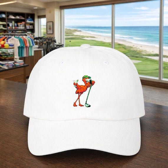 Flamingo Golfer Logo Classic Dad Cap | Martini Bird Golf Hat