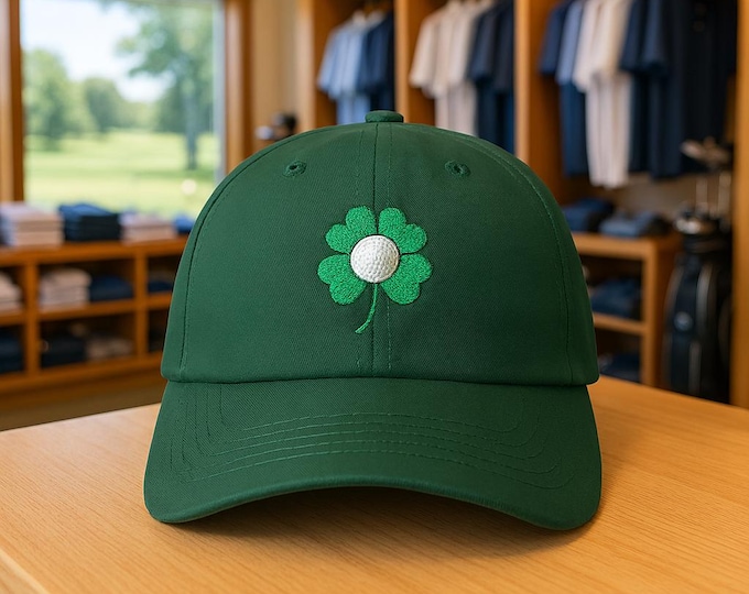 Four Leaf Clover Golf Cap | Embroidered Irish Luck Dad Hat