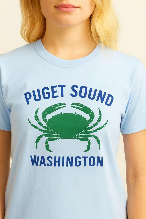 Puget Sound Crab T-Shirt | Washington Coastal Seafood Tee | PNW Crab Shirt