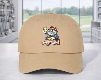 Retired Legend Golf Cap, Burgundy Gold Embroidery, 19th Hole Dad Hat