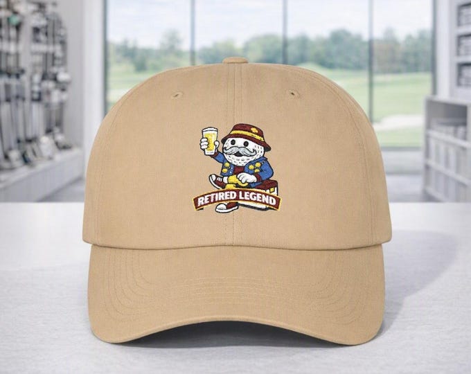 Retired Legend Golf Cap, Burgundy Gold Embroidery, 19th Hole Dad Hat
