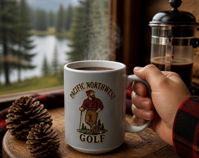 Pacific Northwest Lumberjack Golfer Mug | PNW Golf Coffee Cup