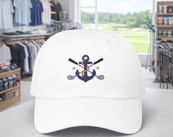 Nautical Anchor Golf Dad Cap | Embroidered Coastal Preppy Golf Hat
