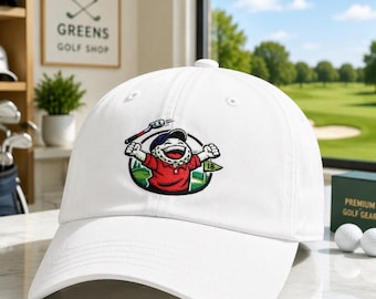 Embroidered Golf Ball Mascot Dad Cap, 18th Hole Celebration Golf Hat