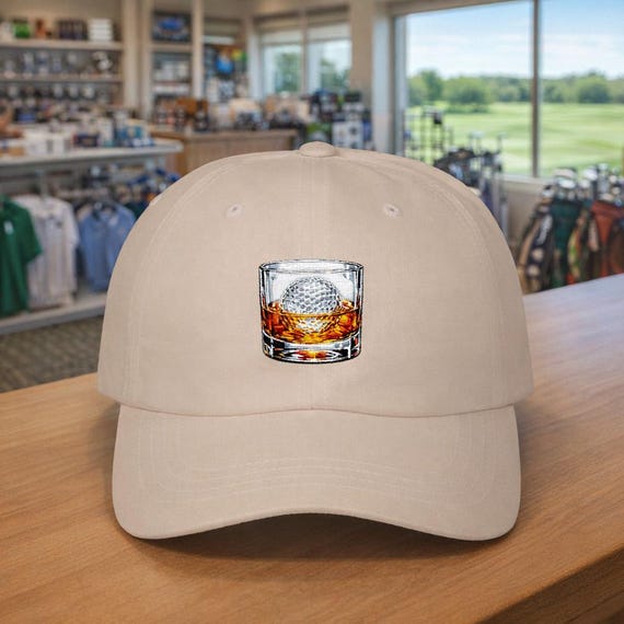 Whiskey on a Golf Ball Ice Cube Classic Dad Cap | Golf Hat Logo