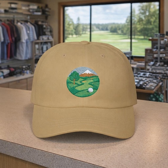 Mountain Fairway Logo Dad Cap | Golf Hat with Snowcapped Peak Design