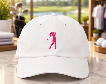 Embroidered Lady Golfer Swing Hat, Women's Golf Cap, Minimalist Golf Apparel