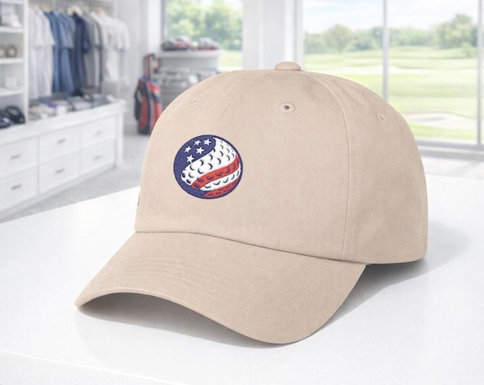 USA 250 Golf Ball Logo Classic Dad Cap | American Flag Colors