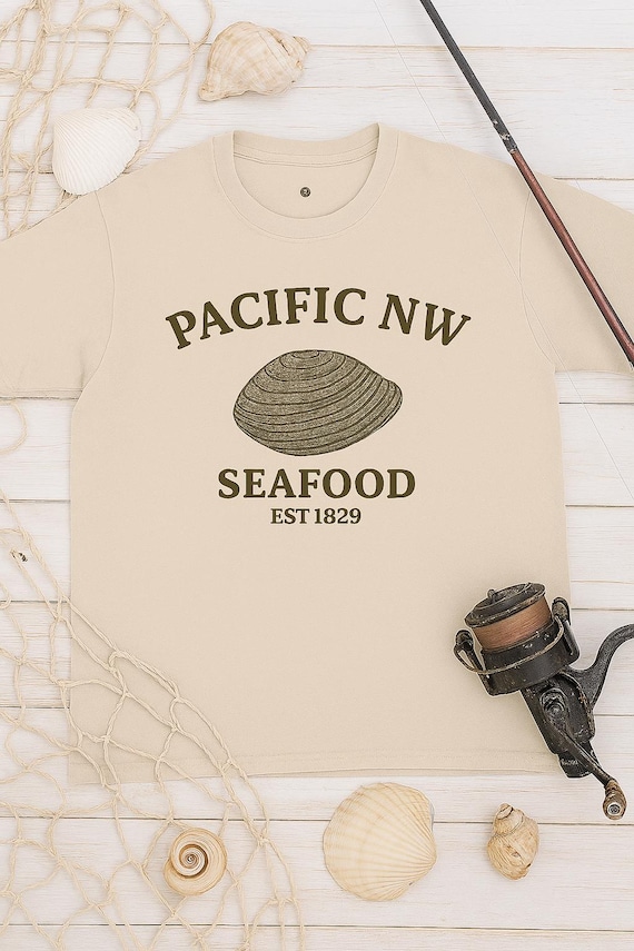 Pacific Northwest Coastal Seafood Heritage Tee | Vintage Fishing Graphic