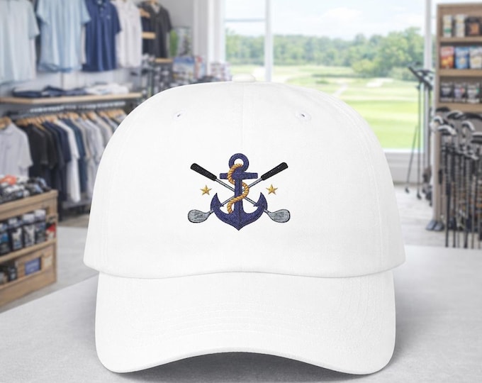 Nautical Anchor Golf Dad Cap | Embroidered Coastal Preppy Golf Hat