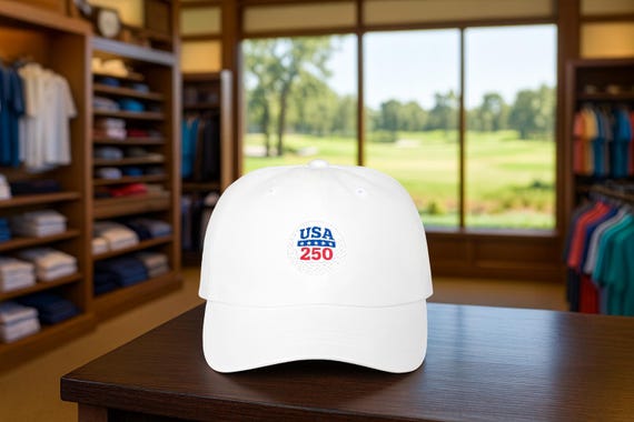 USA 250 Golf Ball Logo Cap Classic Dad Cap | 1776-2026 Anniversary