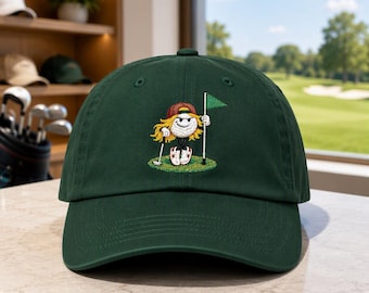 Retro Rock Golfer Hat, Embroidered Golfer Logo Cap for Music, Loving Players