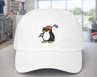 Penguin Golfer Dad Cap | Relaxed Fit Cotton Hat