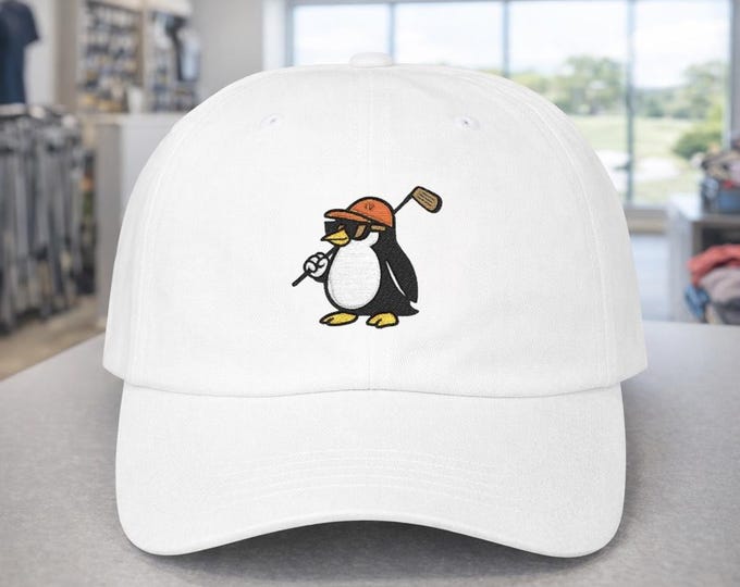 Penguin Golfer Dad Cap | Relaxed Fit Cotton Hat