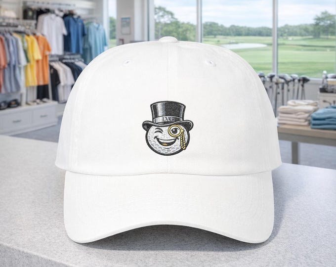 Monocle Golf Ball Face Top Hat Dad Cap | Classic Dad Cap